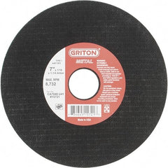 Value Collection - 7" 46 Grit Aluminum Oxide Cutoff Wheel - 1/16" Thick, 1-1/4" Arbor, 8,732 Max RPM, Use with Stationary Tools - Benchmark Tooling