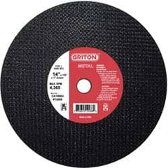 Made in USA - 14" 36 Grit Aluminum Oxide Cutoff Wheel - 1/8" Thick, 1" Arbor, 4,365 Max RPM, Use with Stationary Tools - Benchmark Tooling