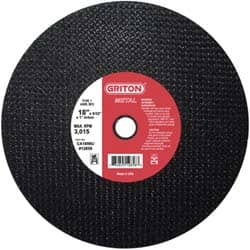 Value Collection - 18" 36 Grit Aluminum Oxide Cutoff Wheel - 5/32" Thick, 1" Arbor, 3,013 Max RPM, Use with Stationary Tools - Benchmark Tooling