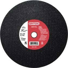 Made in USA - 20" 36 Grit Aluminum Oxide Cutoff Wheel - 5/32" Thick, 1" Arbor, 2,710 Max RPM, Use with Stationary Tools - Benchmark Tooling