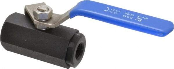 Midwest Control - 1/4" Pipe, Carbon Steel Standard Ball Valve - 1 Piece, Inline - One Way Flow, FNPT x FNPT Ends, Lever Handle, 1,000 WOG - Benchmark Tooling