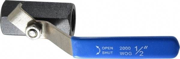 Midwest Control - 1/2" Pipe, Carbon Steel Standard Ball Valve - 1 Piece, Inline - One Way Flow, FNPT x FNPT Ends, Lever Handle, 1,000 WOG - Benchmark Tooling