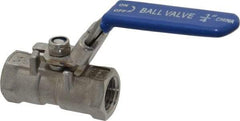 Value Collection - 1/4" Pipe, Standard Port, Stainless Steel Standard Ball Valve - 1 Piece, Inline - One Way Flow, FNPT x FNPT Ends, Lever Handle, 400 WOG - Benchmark Tooling