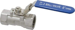 Value Collection - 1/2" Pipe, Standard Port, Stainless Steel Standard Ball Valve - 1 Piece, Inline - One Way Flow, FNPT x FNPT Ends, Lever Handle, 400 WOG - Benchmark Tooling