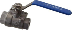 Midwest Control - 1/4" Pipe, Stainless Steel Standard Ball Valve - 2 Piece, Inline - One Way Flow, FNPT x FNPT Ends, Lever Handle, 1,000 WOG, 150 WSP - Benchmark Tooling