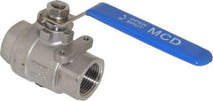 Midwest Control - 1" Pipe, Stainless Steel Standard Ball Valve - 2 Piece, Inline - One Way Flow, FNPT x FNPT Ends, Lever Handle, 1,000 WOG, 150 WSP - Benchmark Tooling
