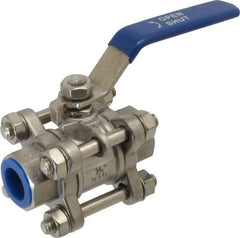 Midwest Control - 1/2" Pipe, Full Port, Stainless Steel Standard Ball Valve - 3 Piece, Inline - One Way Flow, FNPT x FNPT Ends, Lever Handle - Benchmark Tooling