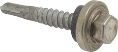 Buildex - #12-14, Hex Washer Head, Hex Drive, 1-1/4" Length Under Head, #2 Point, Self Drilling Screw - Stainless Steel Head, Steel Body - Benchmark Tooling