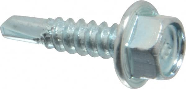 Buildex - #10, Hex Washer Head, Hex Drive, 3/4" Length Under Head, #3 Point, Self Drilling Screw - Steel - Benchmark Tooling