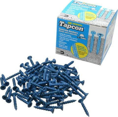 Made in USA - 3/16" Diam, 1-1/4" OAL, Phillips Drive, Concrete Screw & Masonry Fastener - Steel, Blue Climaseal Finish, Includes Drill Bit - Benchmark Tooling