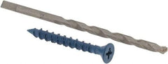 Made in USA - 3/16" Diam, 1-3/4" OAL, Phillips Drive, Concrete Screw & Masonry Fastener - Steel, Blue Climaseal Finish, Includes Drill Bit - Benchmark Tooling