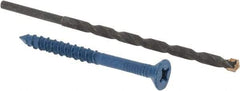 Made in USA - 1/4" Diam, 2-3/4" OAL, Phillips Drive, Concrete Screw & Masonry Fastener - Steel, Blue Climaseal Finish, Includes Drill Bit - Benchmark Tooling