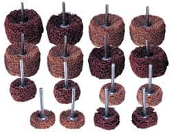 Superior Abrasives - 1 & (2) 1-1/2" Diam Scrubber Buffing Wheel Set - Shank Included - Benchmark Tooling