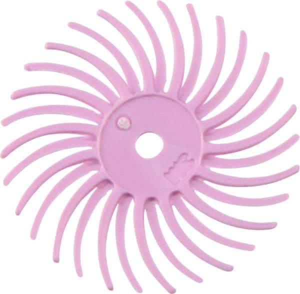 3M - 3/4" Diam, 1/16" Max Face Width, Shank Radial Bristle Brush - 400 Grit, Super Fine Grade, 35,000 Max RPM, Pink - Benchmark Tooling