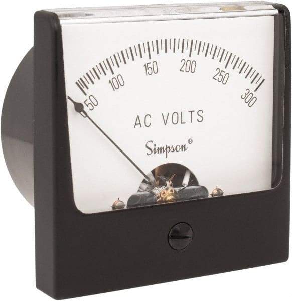 Simpson Electric - Analog, AC Voltmeter, Panel Meter - 60 Hz, 50000 Ohms at 60 Hz, 300 VAC - Benchmark Tooling