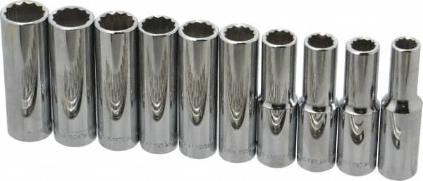 Blackhawk by Proto - 10 Piece 1/2" Drive Deep Well Socket Set - 12 Points, 10mm to 19mm Range, Metric Measurement Standard - Benchmark Tooling