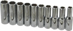 Blackhawk by Proto - 10 Piece 1/2" Drive Deep Well Socket Set - 12 Points, 10mm to 19mm Range, Metric Measurement Standard - Benchmark Tooling