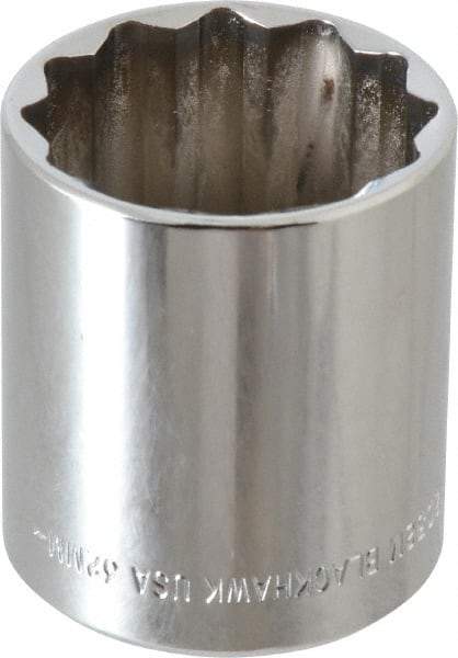 Blackhawk by Proto - 1/2" Drive, Standard Hand Socket - 12 Points, 1-13/16" OAL, Chrome Finish - Benchmark Tooling