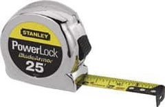 Stanley - 25' x 1" Yellow Blade Tape Measure - 1/16" Graduation, Inch Graduation Style, Silver Case - Benchmark Tooling