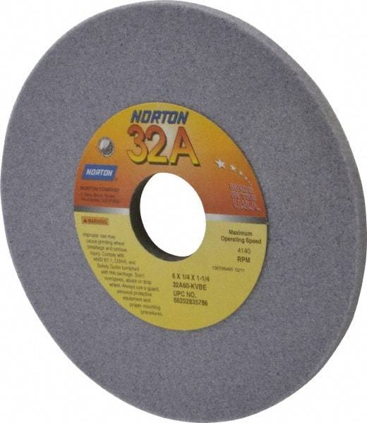 Norton - 6" Diam x 1-1/4" Hole x 1/4" Thick, K Hardness, 60 Grit Surface Grinding Wheel - Aluminum Oxide, Type 1, Medium Grade, 4,140 Max RPM, Vitrified Bond, No Recess - Benchmark Tooling