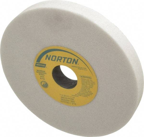 Norton - 7" Diam x 1-1/4" Hole x 3/4" Thick, H Hardness, 46 Grit Surface Grinding Wheel - Aluminum Oxide, Type 1, Coarse Grade, 3,600 Max RPM, Vitrified Bond, No Recess - Benchmark Tooling