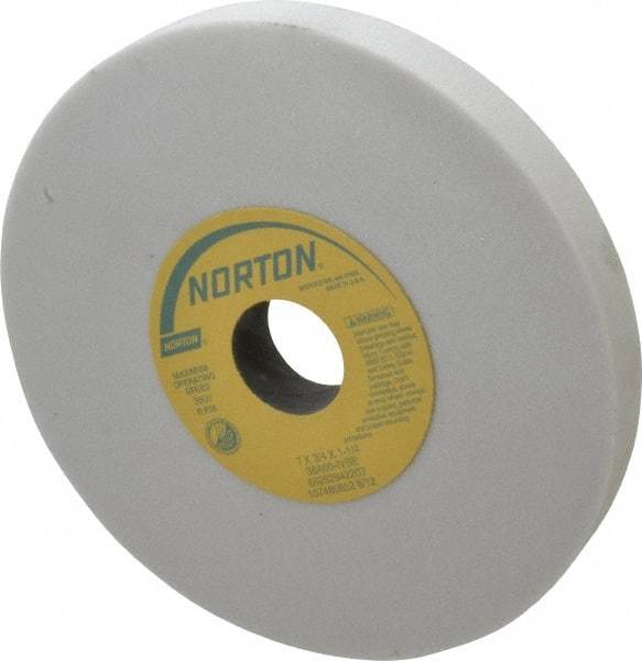 Norton - 7" Diam x 1-1/4" Hole x 3/4" Thick, I Hardness, 60 Grit Surface Grinding Wheel - Aluminum Oxide, Type 1, Medium Grade, 3,600 Max RPM, Vitrified Bond, No Recess - Benchmark Tooling