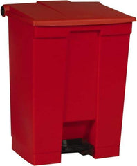 Rubbermaid - 18 Gal Rectangle Unlabeled Trash Can - 26-1/2" High x 19-3/4" Long x 16-1/8" Wide, Red, High-Density Polyethylene - Benchmark Tooling