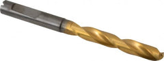 Guhring - 7.5mm 140° Solid Carbide Jobber Drill - TiN Finish, Right Hand Cut, Spiral Flute, Whistle Notch Shank, 91mm OAL, SU Point - Benchmark Tooling