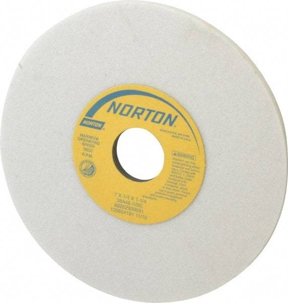Norton - 7" Diam x 1-1/4" Hole x 1/4" Thick, I Hardness, 46 Grit Surface Grinding Wheel - Aluminum Oxide, Type 1, Coarse Grade, 3,600 Max RPM, Vitrified Bond, No Recess - Benchmark Tooling