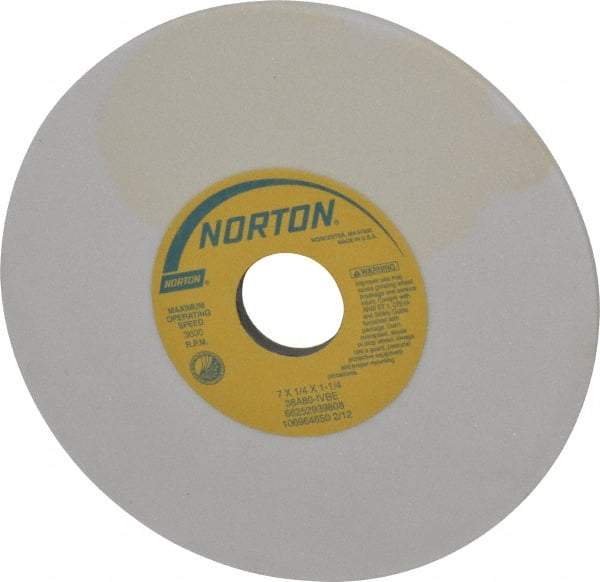 Norton - 7" Diam x 1-1/4" Hole x 1/4" Thick, I Hardness, 80 Grit Surface Grinding Wheel - Aluminum Oxide, Type 1, Medium Grade, 3,600 Max RPM, Vitrified Bond, No Recess - Benchmark Tooling