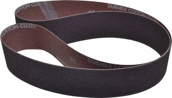 Norton - 2" Wide x 48" OAL, 60 Grit, Aluminum Oxide Abrasive Belt - Aluminum Oxide, Medium, Coated, X Weighted Cloth Backing, Series R228 - Benchmark Tooling