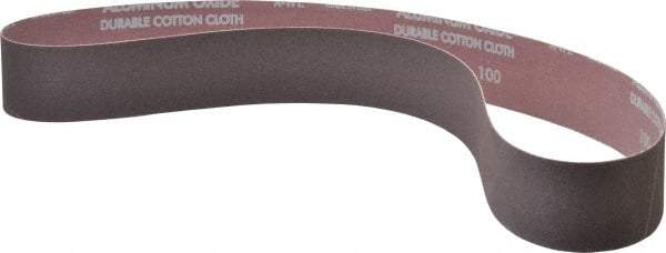 Norton - 2" Wide x 48" OAL, 100 Grit, Aluminum Oxide Abrasive Belt - Aluminum Oxide, Fine, Coated, X Weighted Cloth Backing, Series R228 - Benchmark Tooling