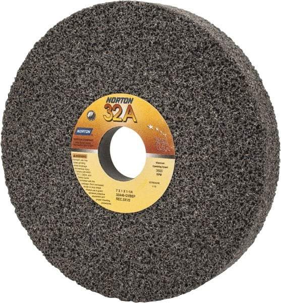 Norton - 7" Diam x 1-1/4" Hole x 1" Thick, G Hardness, 46 Grit Surface Grinding Wheel - Aluminum Oxide, Type 5, Coarse Grade, 3,600 Max RPM, Vitrified Bond, One-Side Recess - Benchmark Tooling