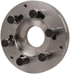 Buck Chuck Company - Adapter Back Plate for 8" Diam Self Centering Lathe Chucks - D1-6 Mount, 2.39" Through Hole Diam, 6.283mm ID, 7.87" OD, 0.985" Flange Height, Steel - Benchmark Tooling