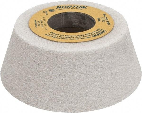 Norton - 4" Diam, 1-1/4" Hole Size, 1-1/2" Overall Thickness, 46 Grit, Type 11 Tool & Cutter Grinding Wheel - Coarse Grade, Aluminum Oxide, J Hardness, Vitrified Bond, 5,730 RPM - Benchmark Tooling
