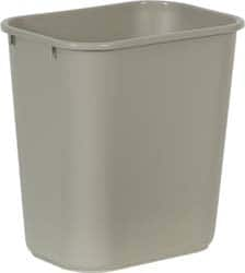 Rubbermaid - 28 Qt Beige Rectangle Trash Can - Polyethylene, 15" High x 14-3/8" Long x 10-1/4" Wide - Benchmark Tooling