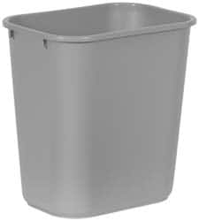 Rubbermaid - 28 Qt Gray Rectangle Trash Can - Polyethylene, 15" High x 14-3/8" Long x 10-1/4" Wide - Benchmark Tooling