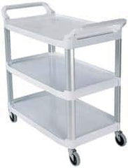 Rubbermaid - 300 Lb Capacity, 20" Wide x 40-5/8" Long x 38-13/16" High Standard Utility Cart - 3 Shelf, Plastic - Benchmark Tooling