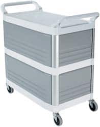 Rubbermaid - 300 Lb Capacity, 20" Wide x 40-5/8" Long x 40-13/16" High Standard Utility Cart - 3 Shelf, Plastic - Benchmark Tooling