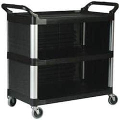 Rubbermaid - 300 Lb Capacity, 20" Wide x 40-5/8" Long x 41-13/16" High Standard Utility Cart - 3 Shelf, Plastic - Benchmark Tooling