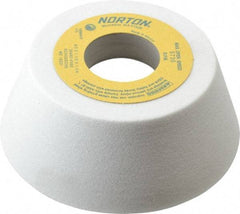 Norton - 4" Diam, 1-1/4" Hole Size, 1-1/2" Overall Thickness, 80 Grit, Type 11 Tool & Cutter Grinding Wheel - Medium Grade, Aluminum Oxide, K Hardness, Vitrified Bond, 5,730 RPM - Benchmark Tooling
