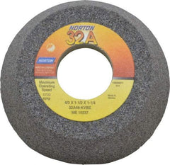 Norton - 4" Diam, 1-1/4" Hole Size, 1-1/2" Overall Thickness, 46 Grit, Type 11 Tool & Cutter Grinding Wheel - Coarse Grade, Aluminum Oxide, K Hardness, Vitrified Bond, 5,730 RPM - Benchmark Tooling