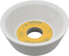 Norton - 5" Diam, 1-1/4" Hole Size, 1-3/4" Overall Thickness, 46 Grit, Type 11 Tool & Cutter Grinding Wheel - Coarse Grade, Aluminum Oxide, K Hardness, Vitrified Bond, 4,585 RPM - Benchmark Tooling