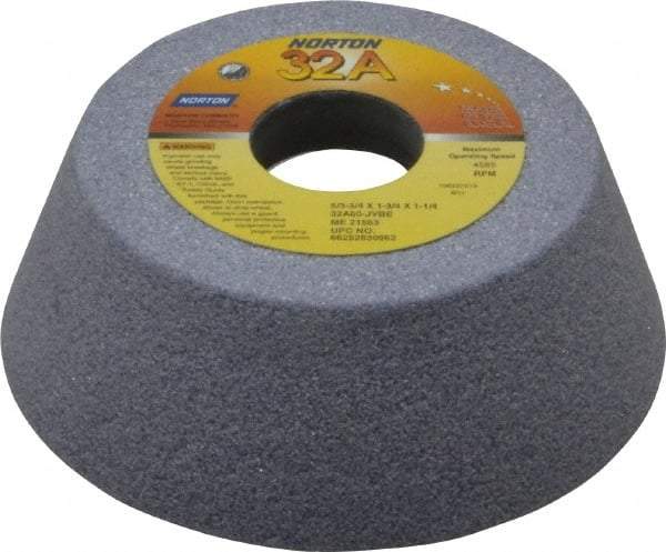 Norton - 5" Diam, 1-1/4" Hole Size, 1-3/4" Overall Thickness, 60 Grit, Type 11 Tool & Cutter Grinding Wheel - Medium Grade, Aluminum Oxide, J Hardness, Vitrified Bond, 4,585 RPM - Benchmark Tooling