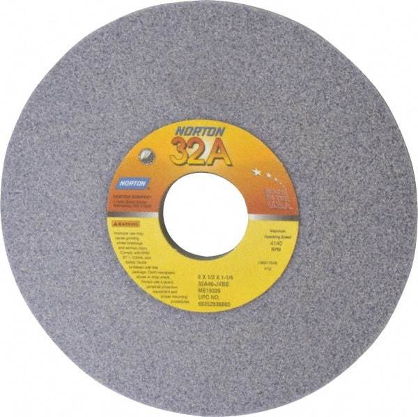 Norton - 6" Diam, 1-1/4" Hole Size, 1/2" Overall Thickness, 46 Grit, Type 12 Tool & Cutter Grinding Wheel - Coarse Grade, Aluminum Oxide, J Hardness, Vitrified Bond, 4,140 RPM - Benchmark Tooling