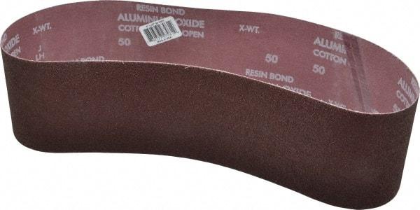 Norton - 4" Wide x 36" OAL, 50 Grit, Aluminum Oxide Abrasive Belt - Aluminum Oxide, Coarse, Coated, X Weighted Cloth Backing, Series R228 - Benchmark Tooling