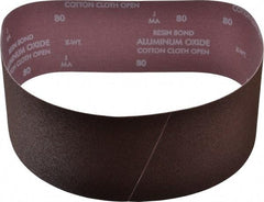 Norton - 4" Wide x 36" OAL, 80 Grit, Aluminum Oxide Abrasive Belt - Aluminum Oxide, Medium, Coated, X Weighted Cloth Backing, Series R228 - Benchmark Tooling