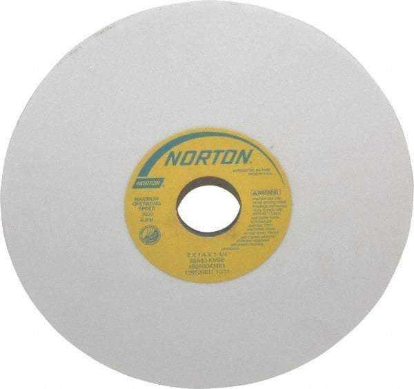 Norton - 8" Diam x 1-1/4" Hole x 1/4" Thick, K Hardness, 80 Grit Surface Grinding Wheel - Aluminum Oxide, Type 1, Medium Grade, 3,600 Max RPM, Vitrified Bond, No Recess - Benchmark Tooling