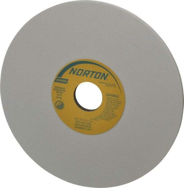 Norton - 8" Diam x 1-1/4" Hole x 1/4" Thick, I Hardness, 100 Grit Surface Grinding Wheel - Aluminum Oxide, Type 1, Fine Grade, 3,600 Max RPM, Vitrified Bond, No Recess - Benchmark Tooling