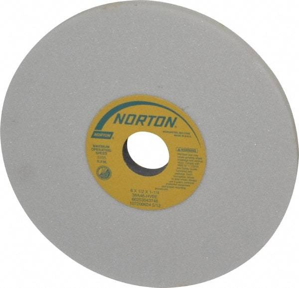 Norton - 8" Diam x 1-1/4" Hole x 1/2" Thick, H Hardness, 46 Grit Surface Grinding Wheel - Aluminum Oxide, Type 1, Coarse Grade, 3,105 Max RPM, Vitrified Bond, No Recess - Benchmark Tooling